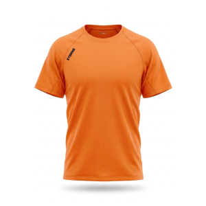 T-shirt sportiva running poliestere uomo arancio fluo
