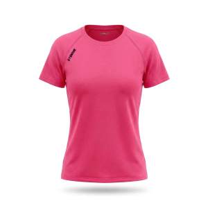 T-shirt sportiva running poliestere donna rosa fluo