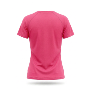 T-shirt sportiva running poliestere donna rosa fluo