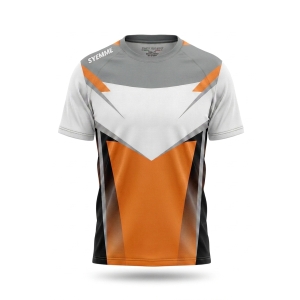 T-shirt padel sublimatico grigio / arancione