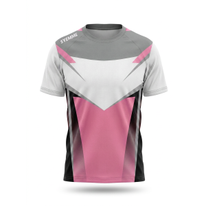 T-shirt padel sublimatico grigio / rosa