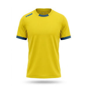 T-shirt sportiva calcio giallo-blu royal
