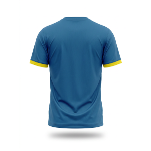 T-shirt sportiva calcio blu royal-giallo