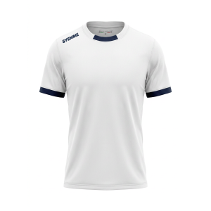 T-shirt sportiva calcio bianco-blu navy