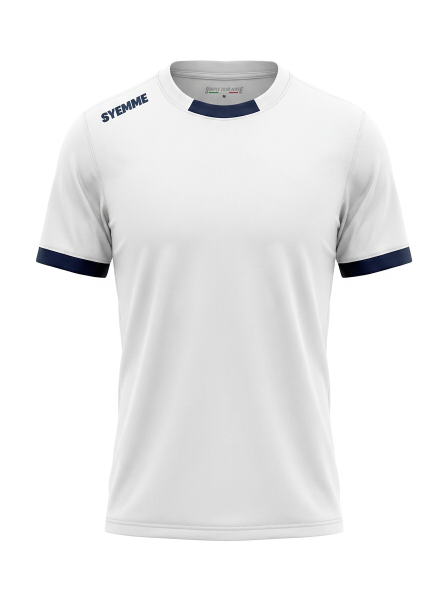 syemme t-shirt sportiva calcio bianco-blu navy - foto 1
